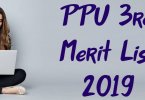 PPU 3rd Merit List 2019