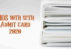 NIOS 10th 12th Admit card 2020