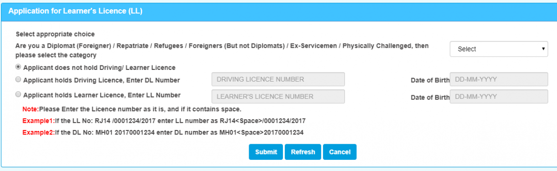 Up Sarathi Parivahan Driving License And Learner License Form Online 2020 
