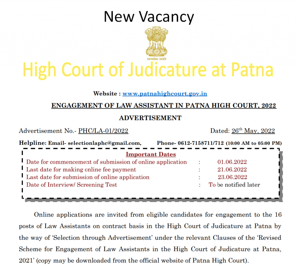 Patna-HC-Law-Assistant-Recruitment-2022