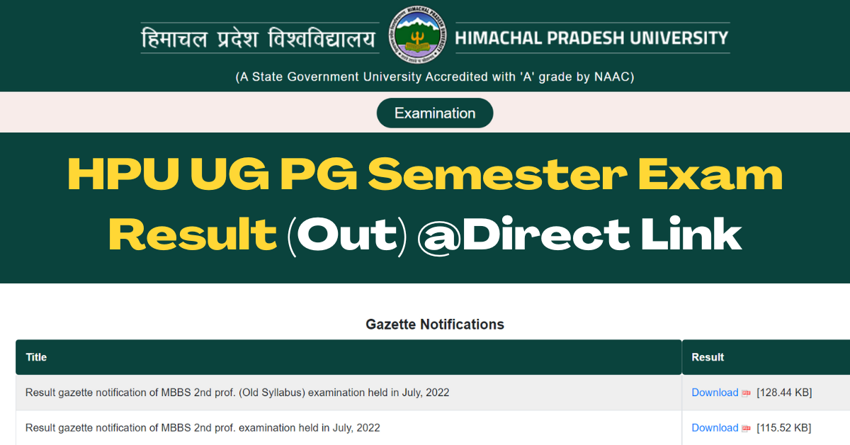 HPU Result 2022 [Link Out]- Check UG/PG Sem Exam Results