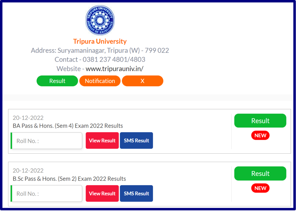 tripura university result