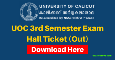 UOC 3rd Semester Exam Hall Ticket