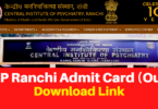 CIP Ranchi Admit Card