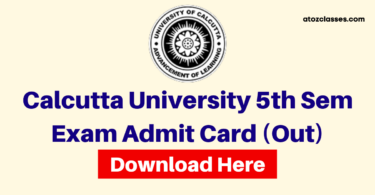 Calcutta University 5th Sem Exam Admit Card