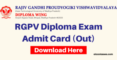 RGPV Diploma Exam Admit Card