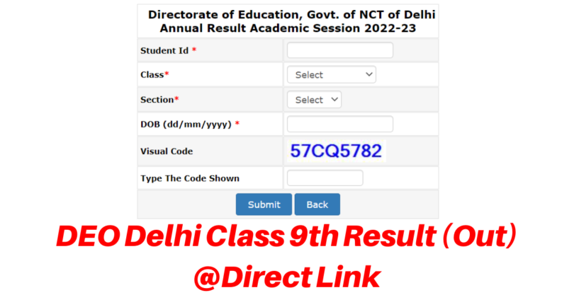 DEO Delhi Class 9th Result