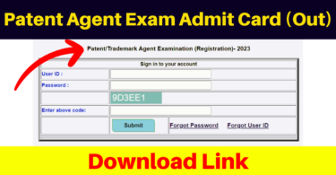 Patent Agent Exam Admit Card