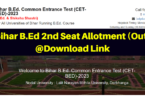 Bihar B.Ed 2nd Seat Allotment
