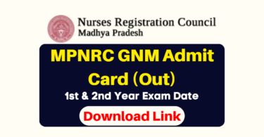 MPNRC GNM Admit Card