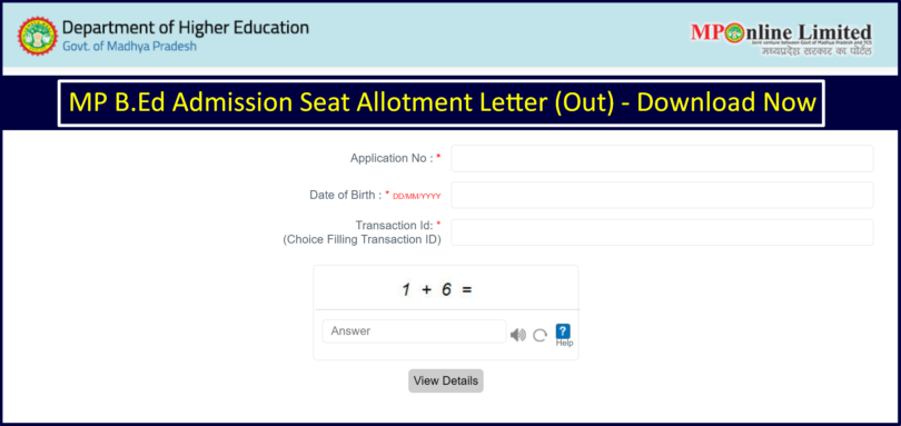 MP B.Ed First Round Seat Allotment Letter 2023