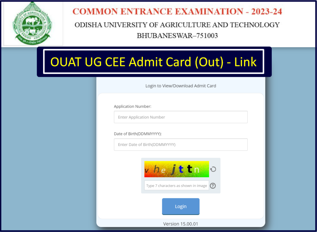  OUAT UG Entrance Admit Card