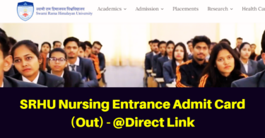 SRHU Nursing Entrance Admit Card
