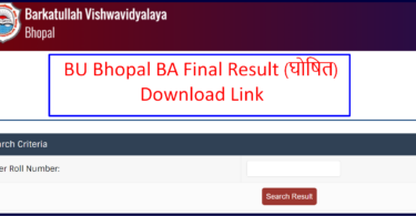 BU Bhopal BA Final Result