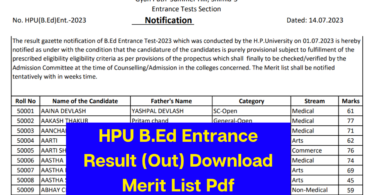 HPU B.Ed Result