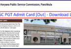 Haryana PGT Admit Card